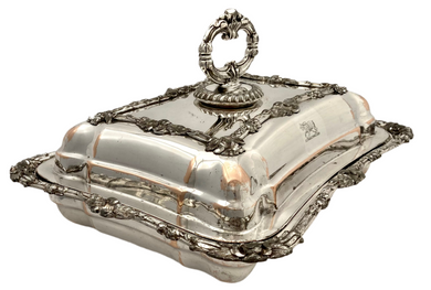 Georgian, George IV, Old Sheffield Plate Crested Entree Dish, circa 1820.