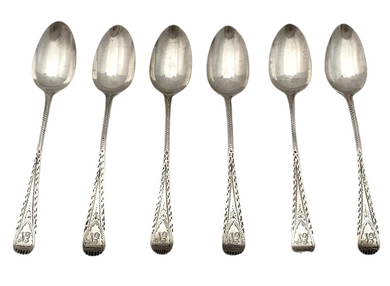 Georgian, George III, Six Silver Teaspoons. Exeter 1812 William Welch II.  2.6 troy ounces.