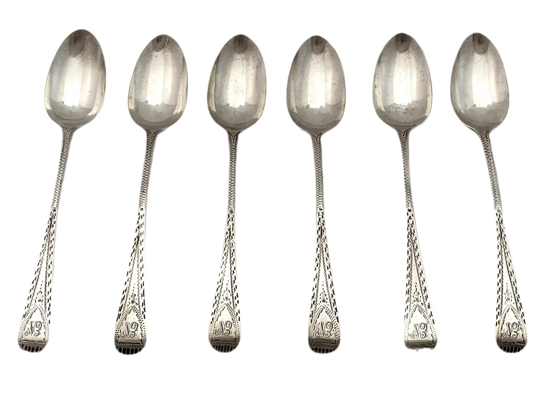 Georgian, George III, Six Silver Teaspoons. Exeter 1812 William Welch II.  2.6 troy ounces.