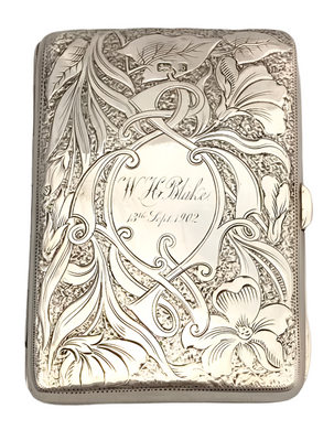 Edwardian Art Nouveau Silver Card Case. Birmingham 1901 William Hayes.