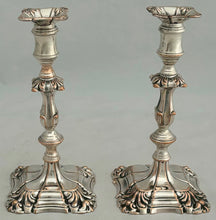 Early Victorian Pair of Silver Plate on Copper Tapersticks, circa 1850.