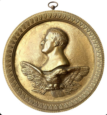 Napoleon Bonaparte, Gilt Metal Portrait Profile & Imperial Eagle Roundel, circa 1820.