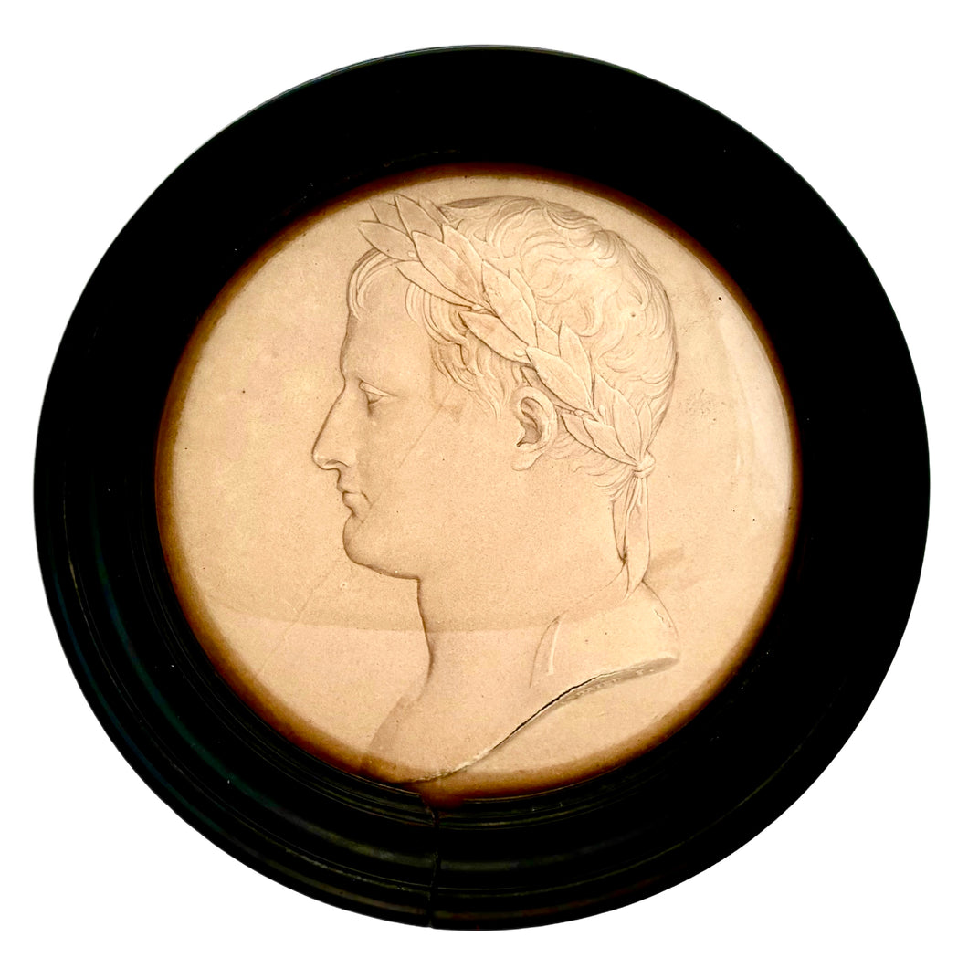 Napoleon Bonaparte, 19th Century Laureate Portrait Profile Roundel, After Andrieu.