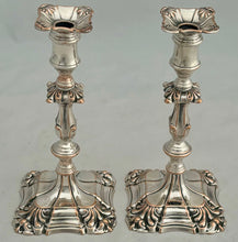 Early Victorian Pair of Silver Plate on Copper Tapersticks, circa 1850.