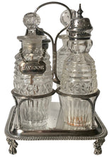 George III Silver Cruet Stand & Later Silver Mounted Bottles. 4.9 troy ounces.