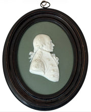 Admiral Lord Richard Howe, 1st Earl Howe, Wedgwood Green Jasperware Portrait Profile Plaque.