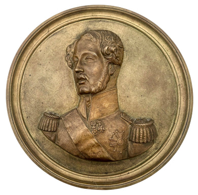 Prince Ferdinand Philippe, Duc d'Orléans, Gilt Bronze Portrait Bust Roundel. Simonet Foundry, After James Pradier.