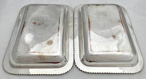 Pair of Early Victorian Crested Silver Plate on Copper Entree Dishes.