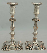 Early Victorian Pair of Silver Plate on Copper Tapersticks, circa 1850.