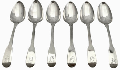 George III Six Silver Dessert Spoons. London 1792 George Smith III & William Fearn. 7.9 troy ounces.