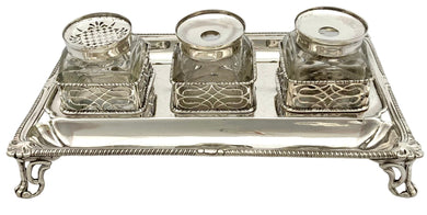George III Silver Inkstand. London 1769 Andrew Fogelberg. 18.3 troy ounces.