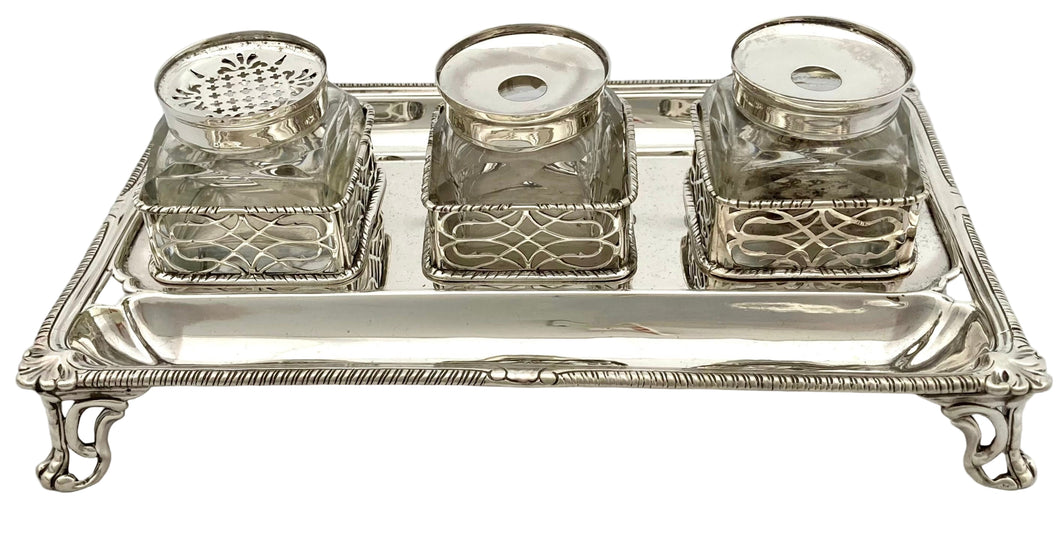 George III Silver Inkstand. London 1769 Andrew Fogelberg. 18.3 troy ounces.