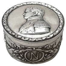 Napoleon Bonaparte Silver Portrait Bust Snuff Box. Sockholm 1906, A. G. Dufva. 3.5 troy ounces.