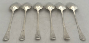 Georgian, George III, Six Silver Tablespoons. Newcastle 1802 John Langlands II. 12.5 troy ounces.