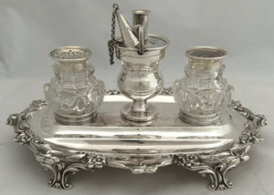 William IV Silver Inkstand. London 1837 George Frederick Pinnell. 15.4 troy ounces.