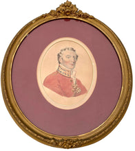 The Duke of Wellington 19th Century Watercolour on Card, in an Oval Gilt Frame.