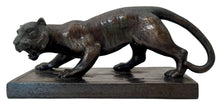 Bronzed Metal Tiger on a Rectangular Plinth, Early 20th Century.