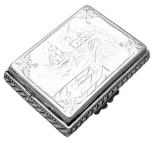 Maritime Scene 19th Century Silver Plated Snuff Box.