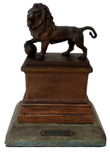 Grand Tour Bronzed Metal Lion of Waterloo Raised on a Stepped Gilt Metal Plinth.
