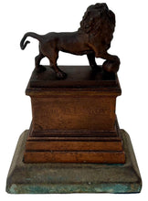 Grand Tour Bronzed Metal Lion of Waterloo Raised on a Stepped Gilt Metal Plinth.