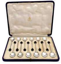 George V Cased Set of Twelve Silver Coffee Bean Spoons. Sheffield 1914 Asprey & Co. Ltd.