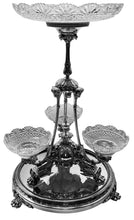 Victorian Silver Plated & Cut Glass Centrepiece with Mirrored Plateau. Henry Wilkinson & Co.,Sheffield. Circa 1850 - 1870.