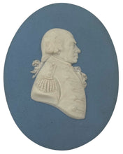Admiral Lord Richard Howe, 1st Earl Howe, Wedgwood Blue Jasperware Portrait Profile Medallion.