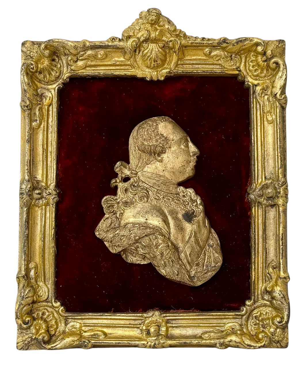 George III Early 19th Century Gilt Metal Portrait Profile Bust.