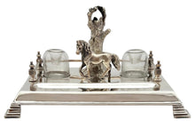 Early 20th Century Silver Plated Inkstand of Equine & Naturalistic Interest.
