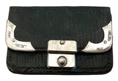 Victorian Silver Mounted Miniature Leather Purse. Birmingham 1900 Eugene Henry Posen.