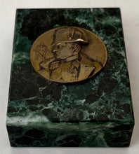 Napoleon Bonaparte Gilt Metal Portrait Profile Roundel Marble Desk Weight.