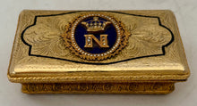 Napoleon III Cipher Gilt Metal & Enamel Table Snuff Box.