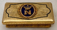 Napoleon III Cipher Gilt Metal & Enamel Table Snuff Box.