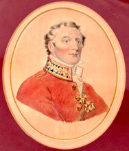The Duke of Wellington 19th Century Watercolour on Card, in an Oval Gilt Frame.