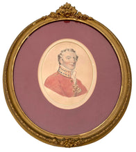 The Duke of Wellington 19th Century Watercolour on Card, in an Oval Gilt Frame.