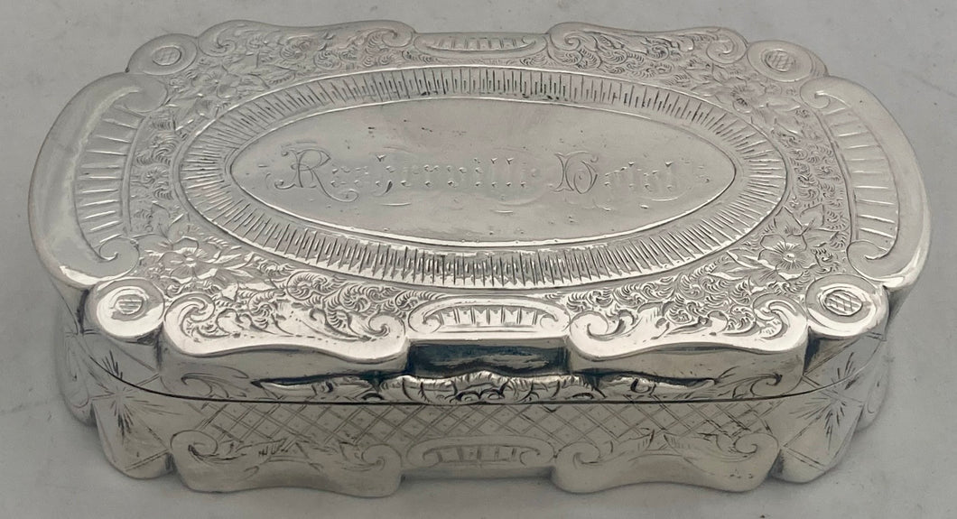 Victorian Silver Plated Table Snuff Box 'Rosherville Hotel'.