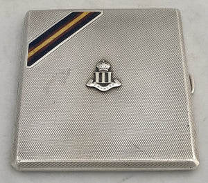 3rd Cavalry Regiment British Indian Army Silver & Enamel Cigarette Case. Birmingham 1934 Goldsmiths & Silversmiths. 4.5 troy ounces.