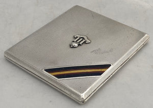 3rd Cavalry Regiment British Indian Army Silver & Enamel Cigarette Case. Birmingham 1934 Goldsmiths & Silversmiths. 4.5 troy ounces.