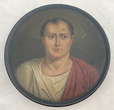 Early 19th Century Napoleon Bonaparte Portrait Profile Stobwasser Type Snuff Box.