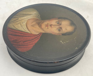 Early 19th Century Napoleon Bonaparte Portrait Profile Stobwasser Type Snuff Box.