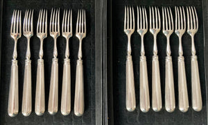 Georgian, George III, Crested Silver Dessert Knives & Forks for Twelve. London 1799 & 1801 Moses Brent.