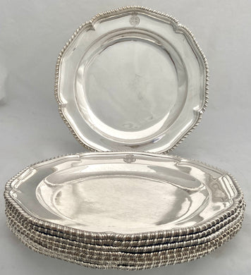 The Battle of Waterloo, Henry Paget 1st Marquess of Anglesey & Earl of Uxbridge: Eight George III Silver Plates. 132 troy ounces.