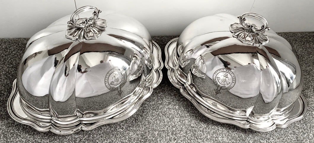 Second West York Light Infantry Militia Silver Plated Meat Domes & Meat Trays. Elkington 1854.