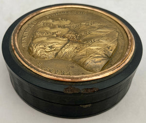 The Napoleonic Wars & The Holy Alliance, A Gilt Metal Portrait Profile Horn Snuff Box.