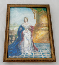 Queen Victoria in Coronation Robes, English Naive School, Watercolour on Vellum, Circa 1921, After Baxter.