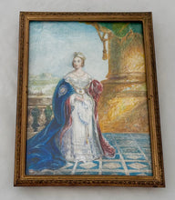 Queen Victoria in Coronation Robes, English Naive School, Watercolour on Vellum, Circa 1921, After Baxter.
