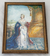 Queen Victoria in Coronation Robes, English Naive School, Watercolour on Vellum, Circa 1921, After Baxter.