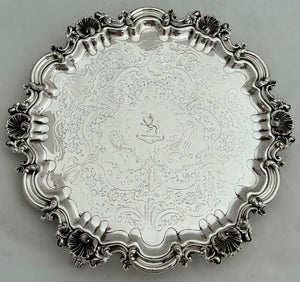 Early Victorian Silver Plated Crested Salver. Roberts & Slater, Sheffield, circa 1845-59.