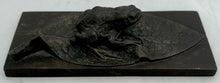 Victorian Naturalistic Bronze Frog & Leaf Desk Weight.