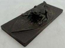 Victorian Naturalistic Bronze Frog & Leaf Desk Weight.